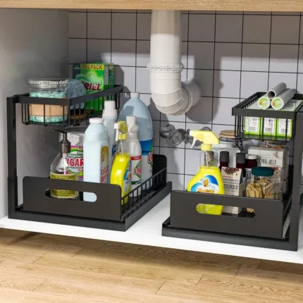 Under Sink Organizer, Pull Out Cabinet Organizer 2-Tier Slide Out Sliding Shelf Under Cabinet